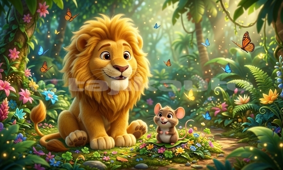 Medium with watermark lion sitting with mouse 202605251814