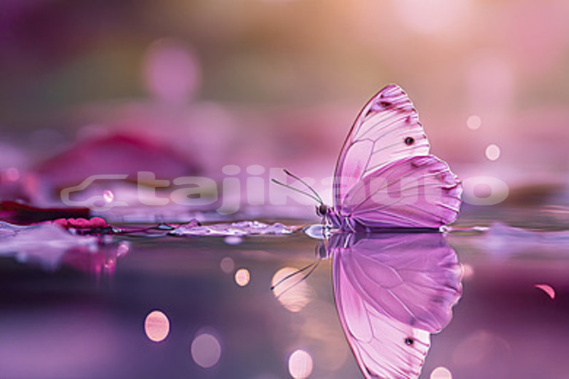 Big with watermark pngtree beautiful pink butterfly on water with reflection blur bright background image 17136063